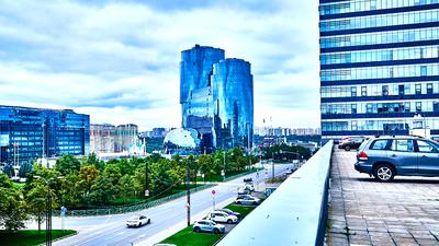 Панорама крыши паркинга и Мякининской дороги